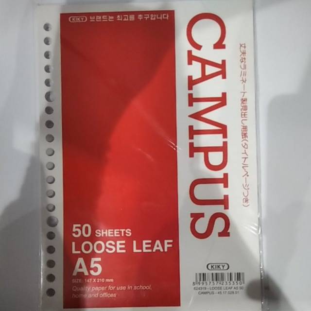 KIKY Loose Leaf / Kertas File Putih Tanpa Garis Ukuran B5 Isi 50 Lembar