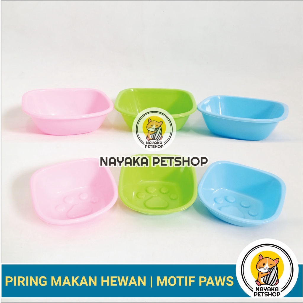 Tempat Pakan Kucing Motif Paws Pet Bowl Wadah Makan Air Piring Pakan Kelinci Musang Landak Hewan