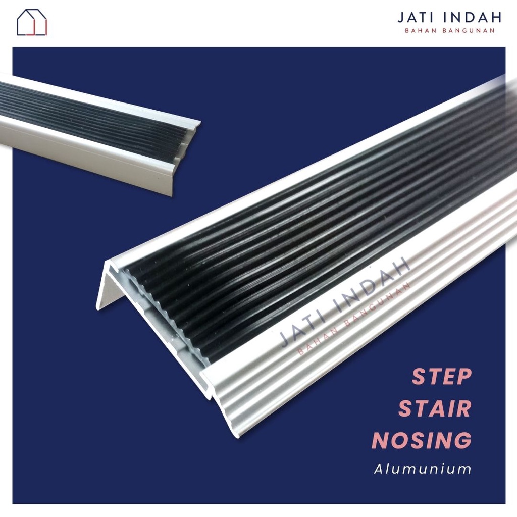 List Tangga Step Stair Nosing Aluminium + Karet Rubber 2.5 Meter Anti Slip
