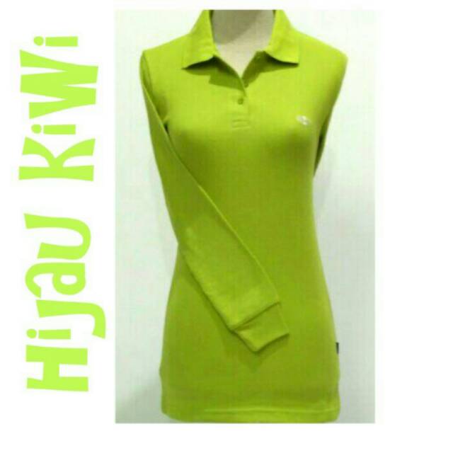 KAOS POLO SHIRT CEWEK TANGAN PANJANG HIJAU KIWI