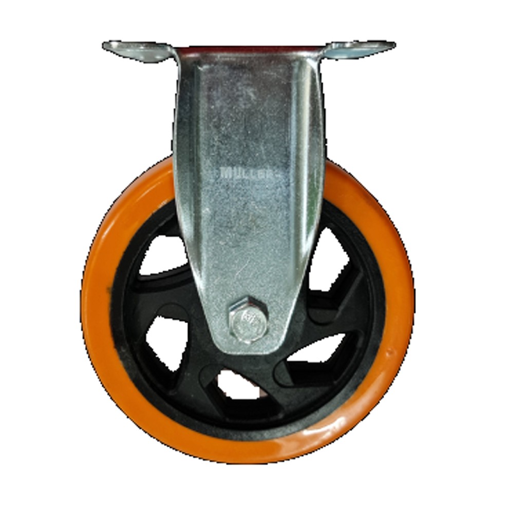 Roda Caster / Troli / Trolley PU Orange 5 Inch Mati ( Fixed ) Muller