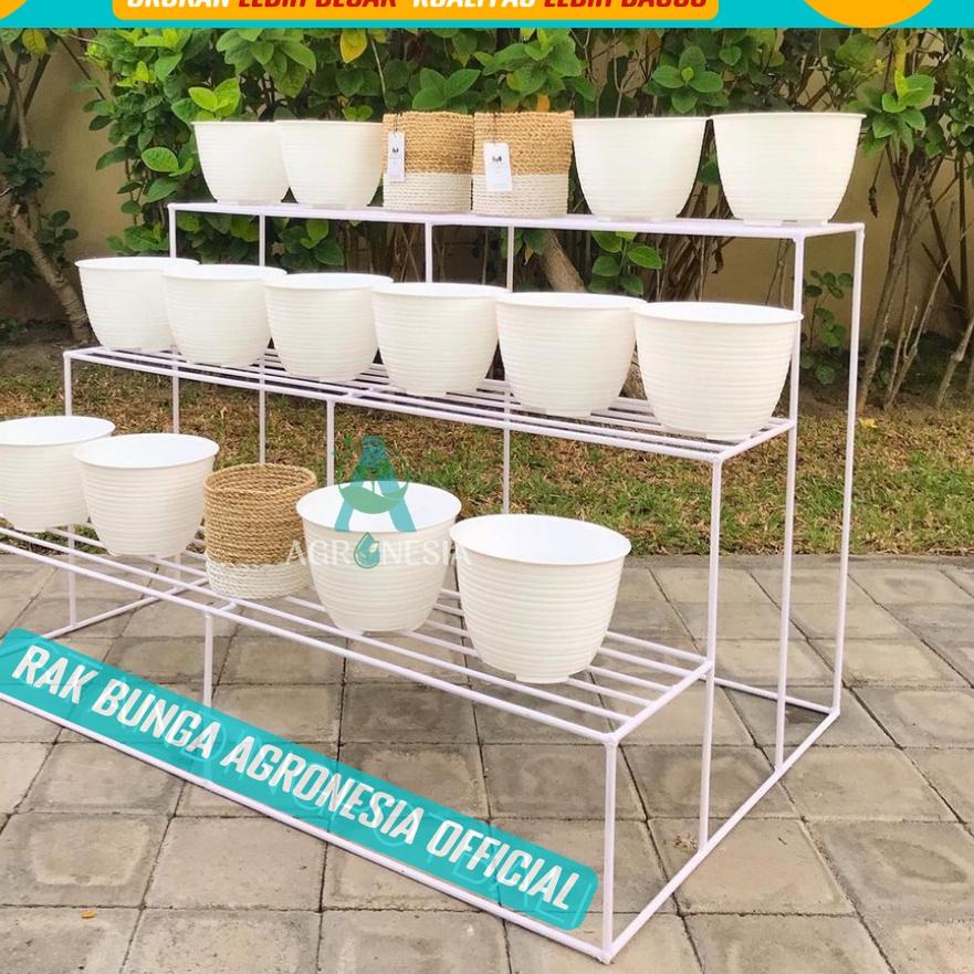 NEW  9.9 Rak Bunga Susun Besi Minimalis Murah Tempat Pot Tanaman Hias Bunga Model 3 Tingkat Standing