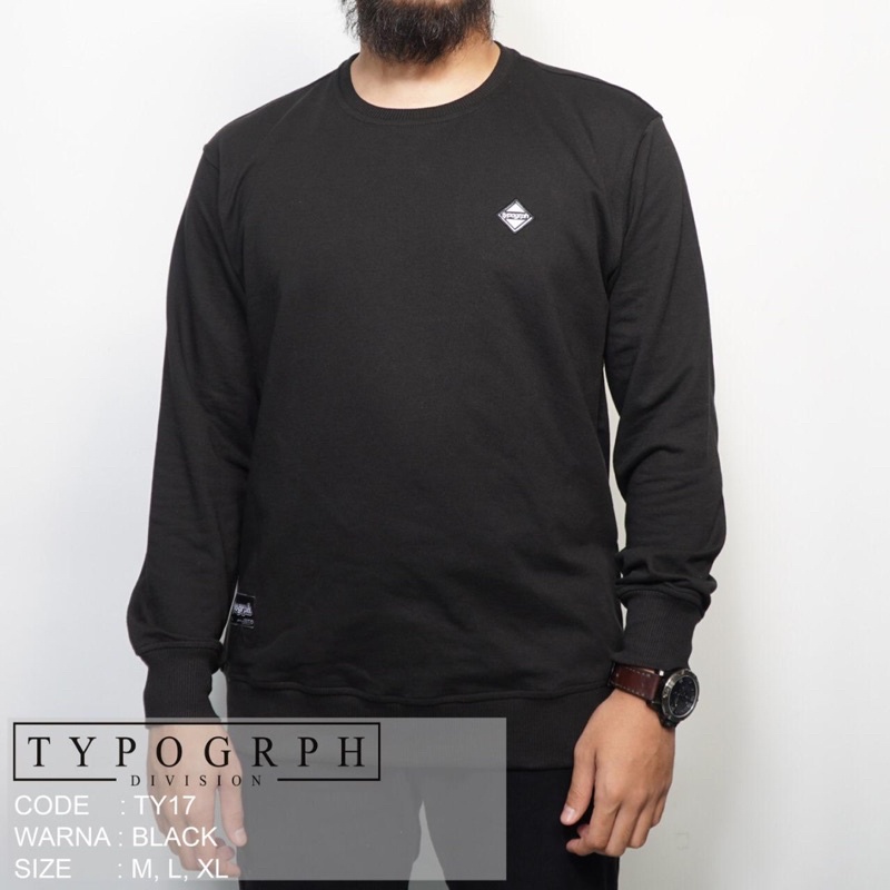 Sweater Cowok Typogrph ukuran M, L, XL