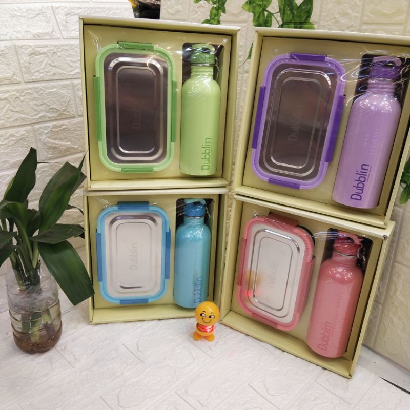 gift set dubblin /true love gift set/ tempat makan dan botol minum dubblin true love dubblin set