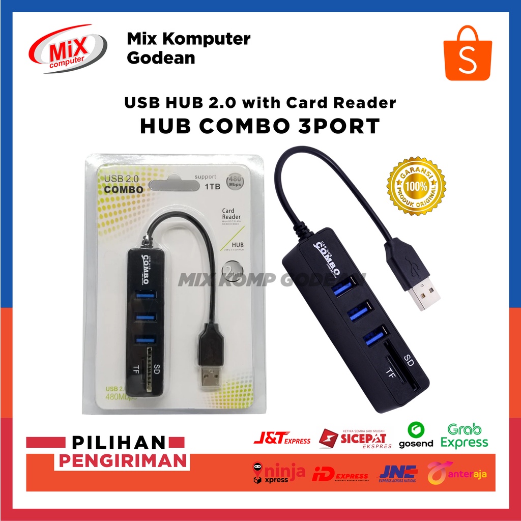 USB HUB 3 Port + CardReader USB 2.0 HUB 2in1