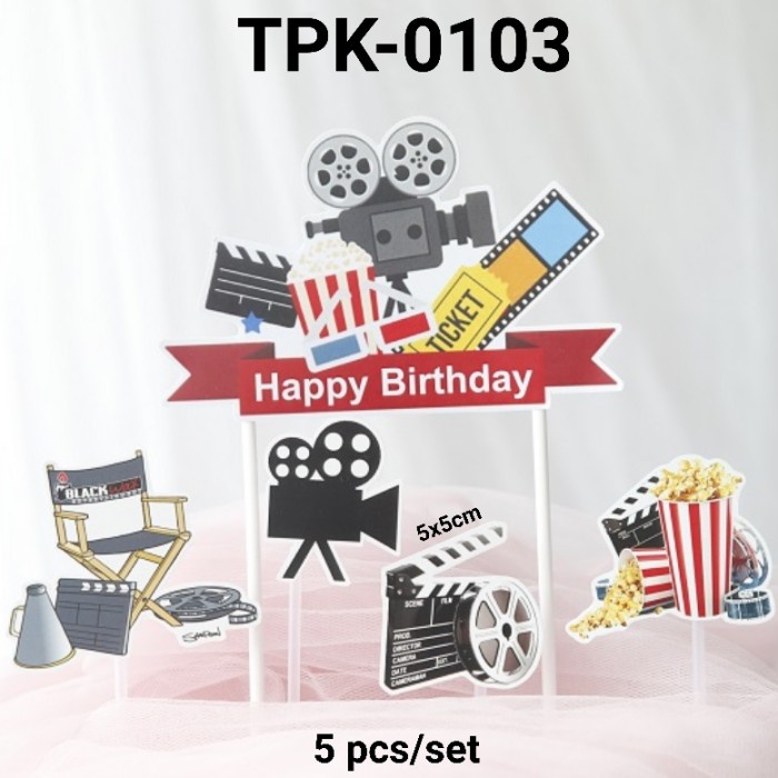 

TPK-0103 CAKE TOPPER KERTAS HIASAN KUE BIOSKOP FILM KAMERA SUTRADARA OBRAL DISKON