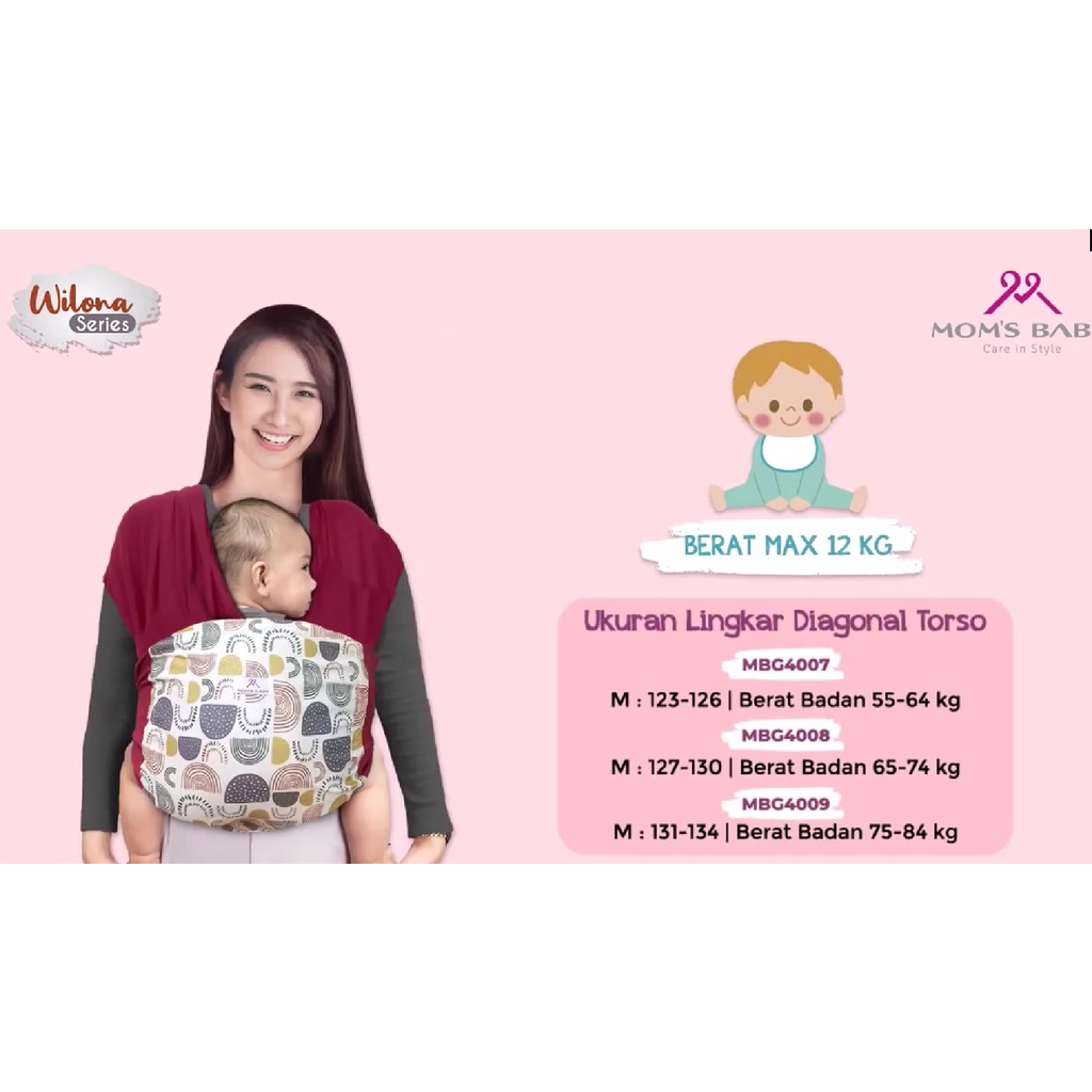 Mom's Baby Gendongan Bayi Instan Baby Wrap dengan Sash Belt Wilona Series - MBG 4007 - 9