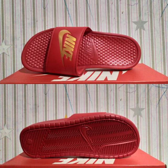 Sandal nike benassi JDI university red gold 343880 602 sendal original replace box