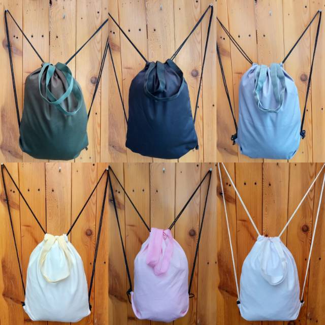 NEW DUAL FUNGSI BISA TOTEBAG  STRINGBAG RANSEL SERUT SABLON | bahan drill polos