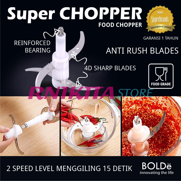 BOLDe SUPER FOOD CHOPPER 2 L - Mesin Gilingan Daging Mangkok Kaca