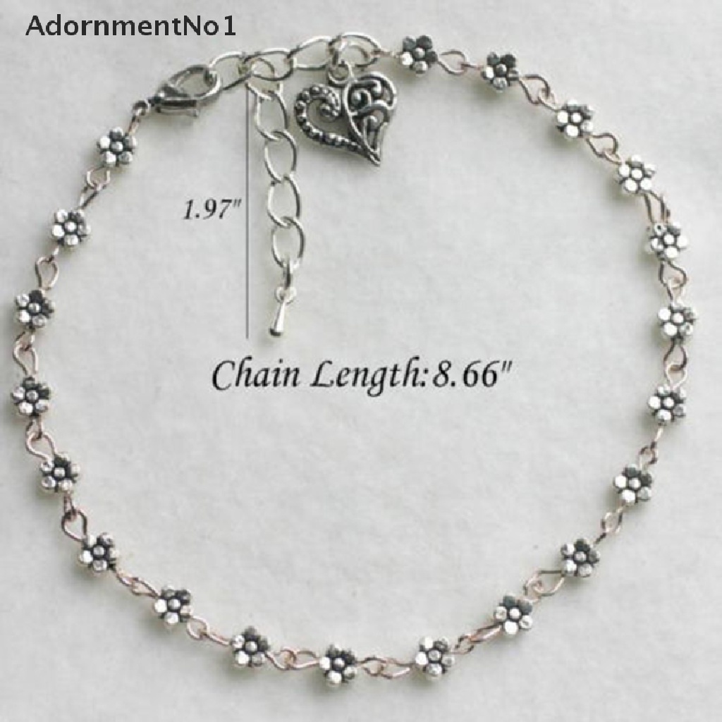 (AdornmentNo1) Gelang Kaki Rantai Silver Aksen Manik-Manik Untuk Perhiasan Wanita / Pantai