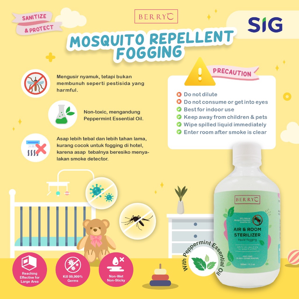 BerryC Bundle Mesin Fogging + Liquid Fogging (Mosquito Repellent) 330ML
