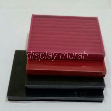 Display/Nampan Cincin Bludru Tutup Mika Tempat Cincin Kotak Cincin Stand Pajangan Perhiasan - BH