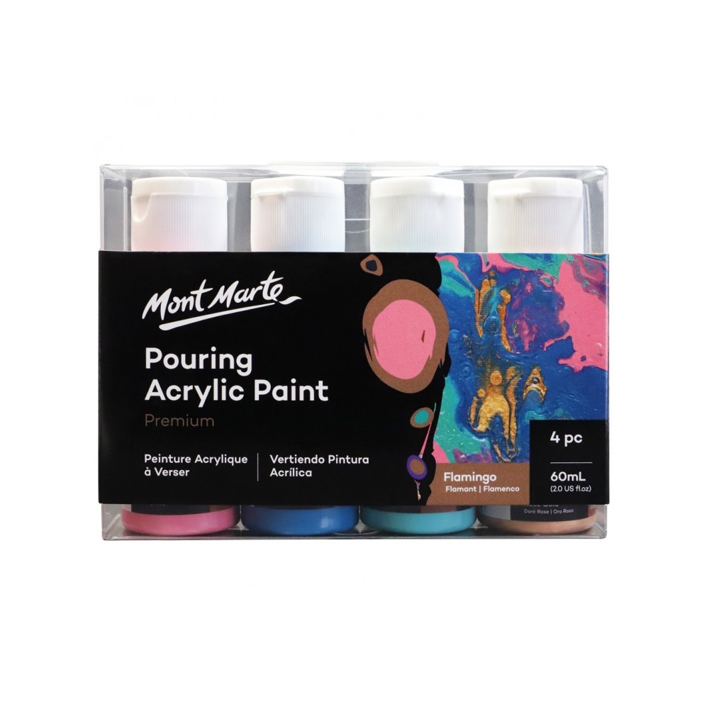 

Mont Marte Pouring Acrylic Paint 60ml 4pc Set - Flamingo / Cat Akrilik