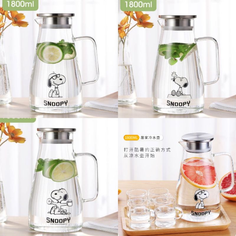 Teko Air Water Jug Pitcher Kaca Snoopy Ori