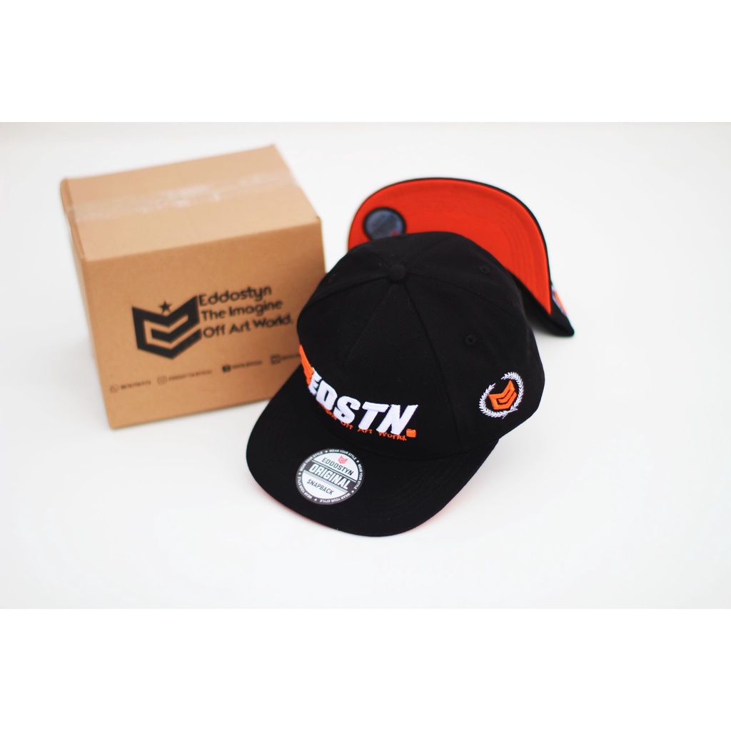 Topi Snapback hip hop Original Distro Premium Pria Dewasa Bordir Edstn Six Panel BDR ORANGE