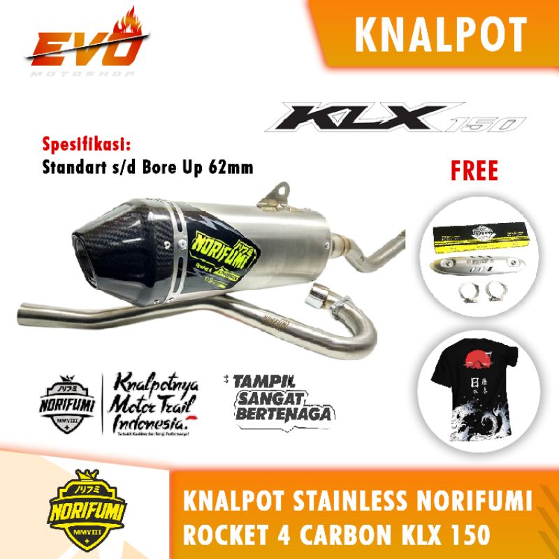 knalpot norifumi KLX 150 rocket 4 carbon stainlese