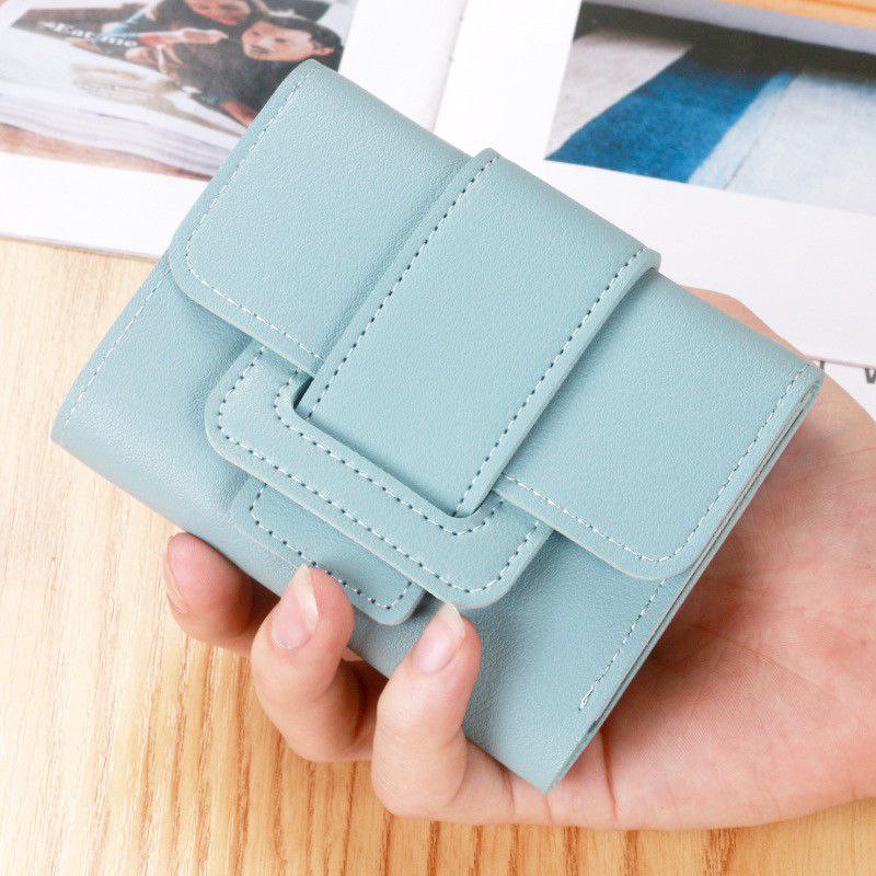 DOMPET WANITA MURAH MOTIF LIPAT KECIL LUCU ALA KOREA SEMUA JENIS KARTU MASUK-BIRU