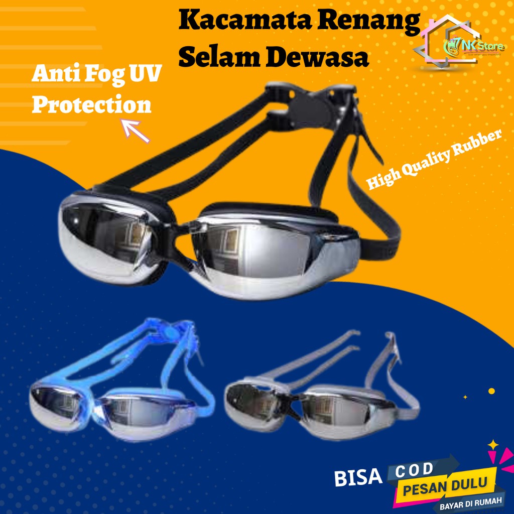 Kacamata Renang Selam Snorkling Dewasa Anti Fog UV Protection  - RH9200