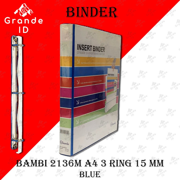 

BINDER BAMBI 2136M A4 3 RING 15 MM INSERT RING BINDER