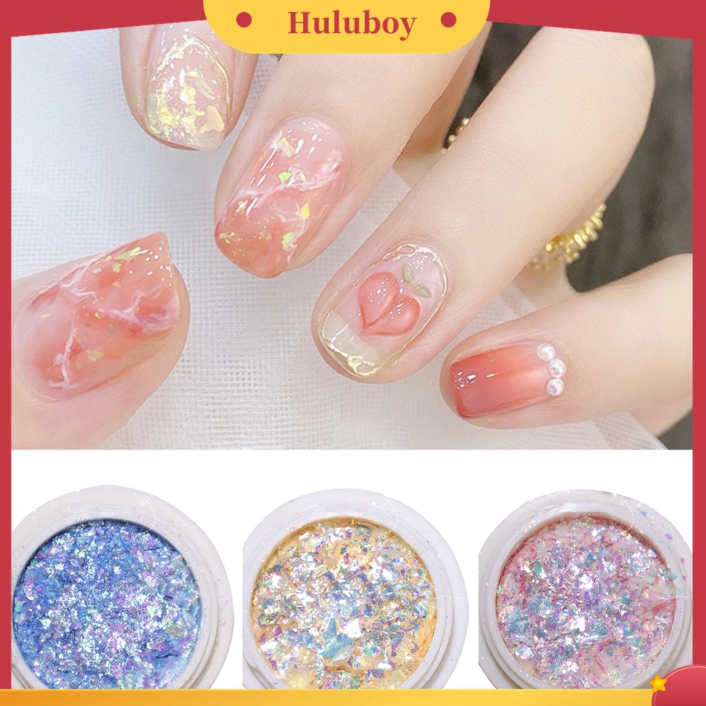 Huluboy Huluboy♡ Bubuk Glitter Sequin Ultra Tipis Warna-Warni Untuk Manicure