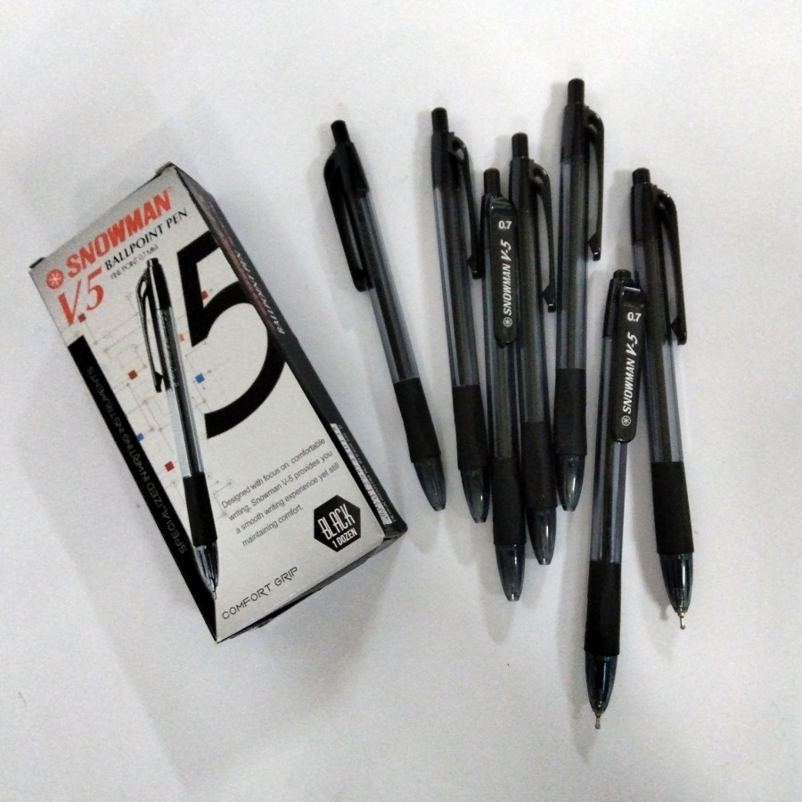 

Pulpen Snowman V5 0.7mm Hitam Per Lusin