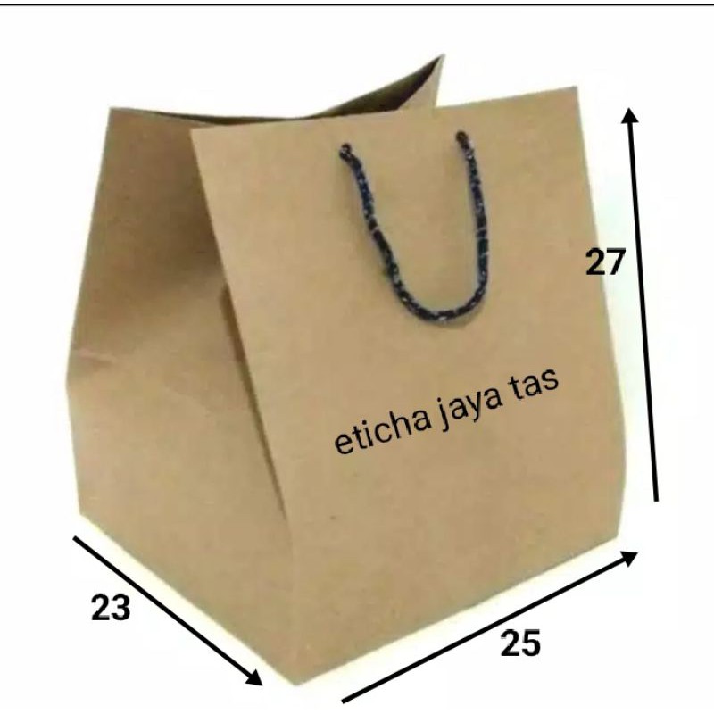 Paperbag dus nasi 22x22 , kotak kue paperbag bento polos  paperbag craft 150GSM