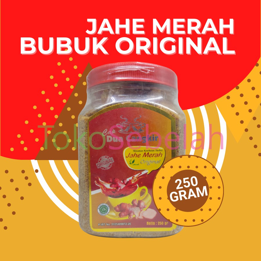 

Jahe Merah Bubuk Original Cap Dua Cangkir 250gram Dinkes PIRT Bubuk Jahe Merah Asli