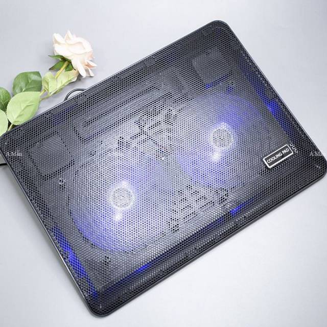 Kipas laptop Besi -  Cooling pad Notebook / Netbook - Cooler Fan Laptop 2 Kipas