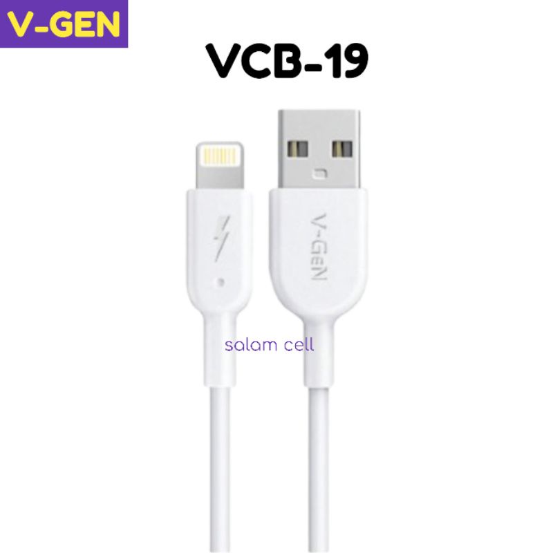 Kabel Data iPHONE Fast Charging 2.4A V-GEN VCB-19 Cable Lightning Original Vgen Garansi Resmi