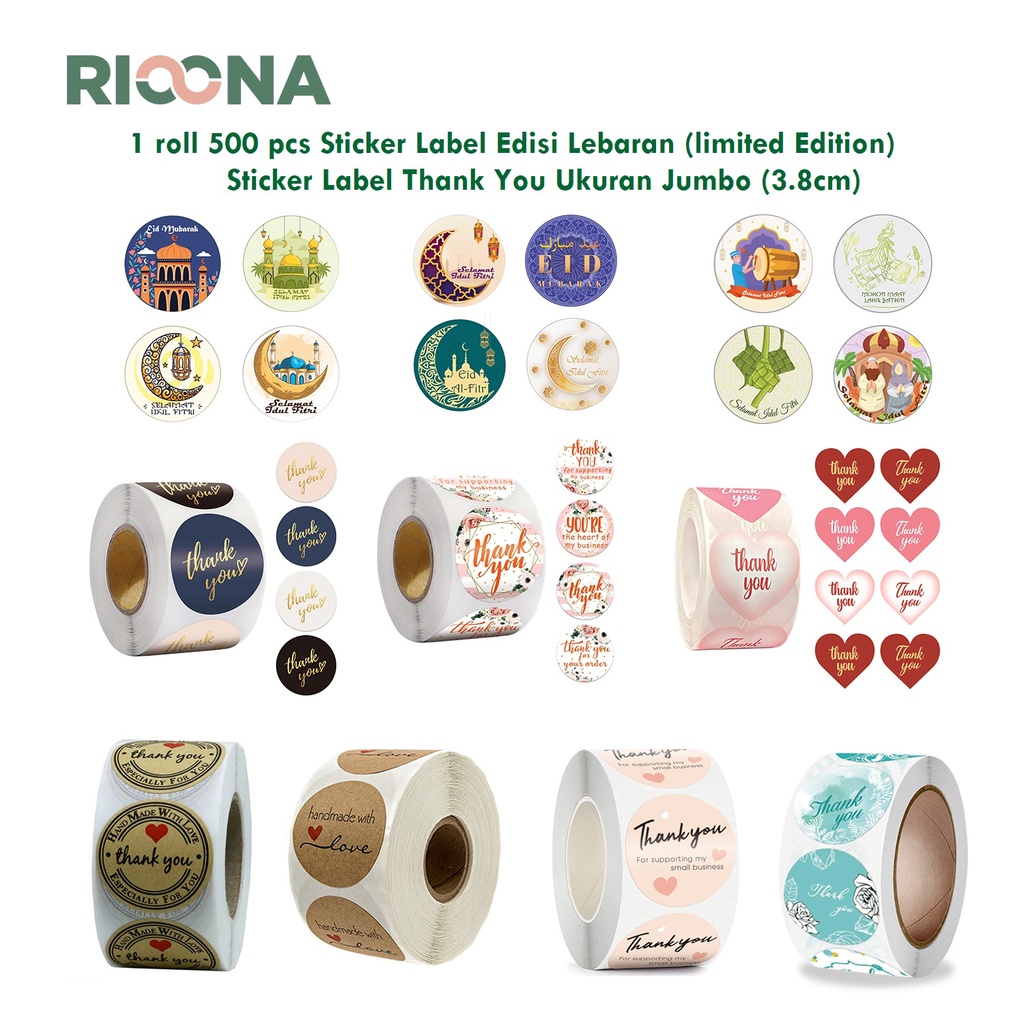 

500 pcs Stiker Label Jumbo Ukuran Besar 3.8cm