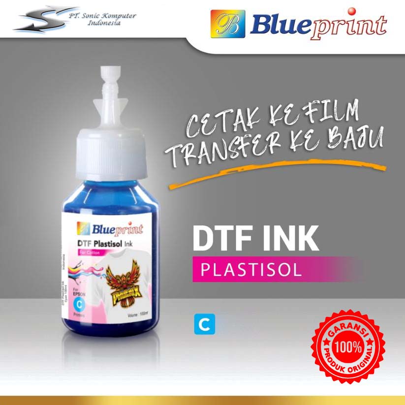 Tinta DTF BLUEPRINT ORIGINAL , DTF INK 100ml CMYKW , Print Baju , Sablon, Textile