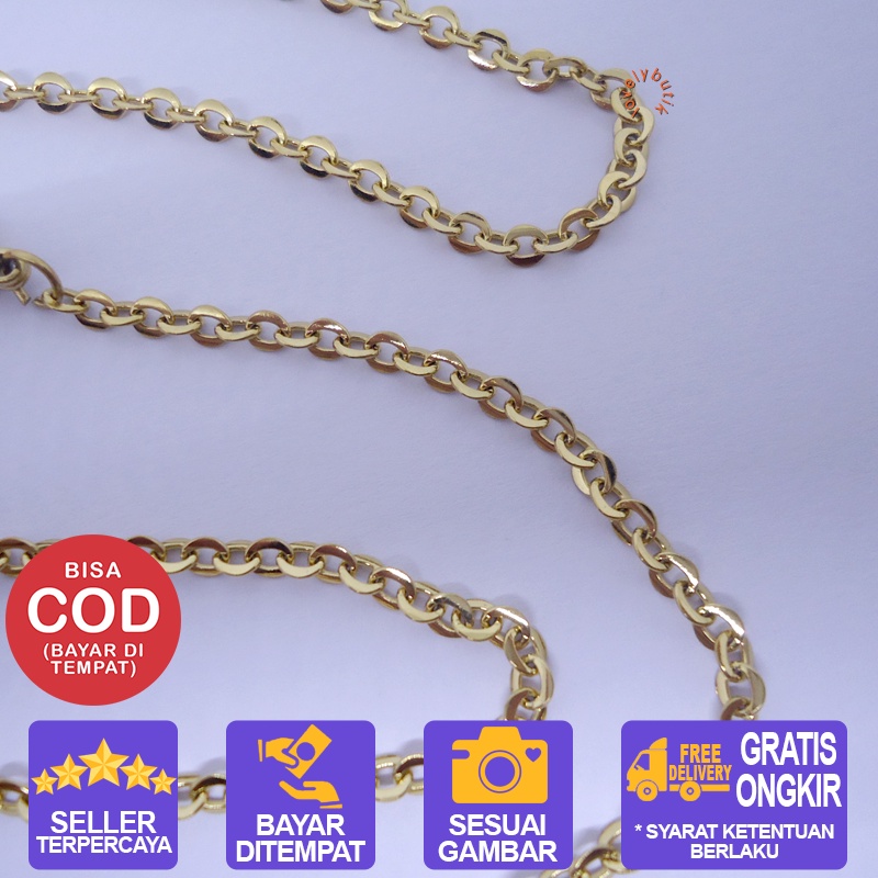 Lovelybutik Rantai Kalung Titanium Anti Karat Rantai Kalung Titanium Nori Ukuran 60 cm