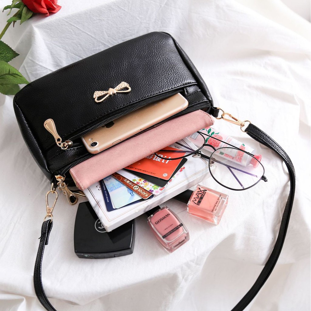 TAS SELEMPANG PESTA WANITA KULIT HITAM KOREA PREMIUM IMPORT FASHION BATAM SLING BAG SHANDIA TA173B5