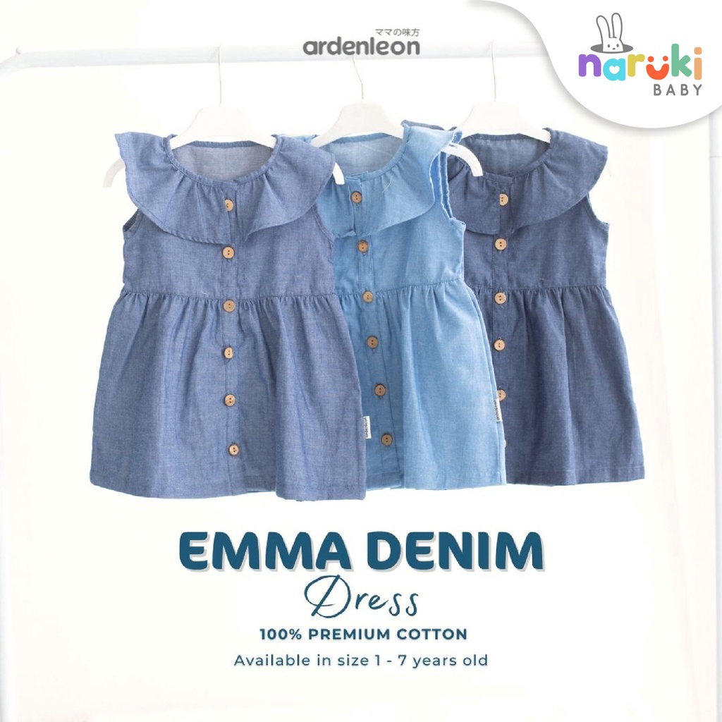 Ardenleon Denim Emma Dress Girl Arden Leon Gaun Anak Perempuan