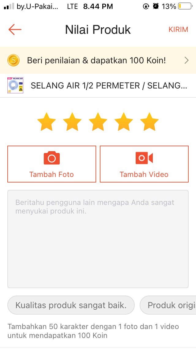Selang Air 1/2 Permeter / Selang Air Taman / Transparan Hose / Selang Berbagai Inch / Gemuk