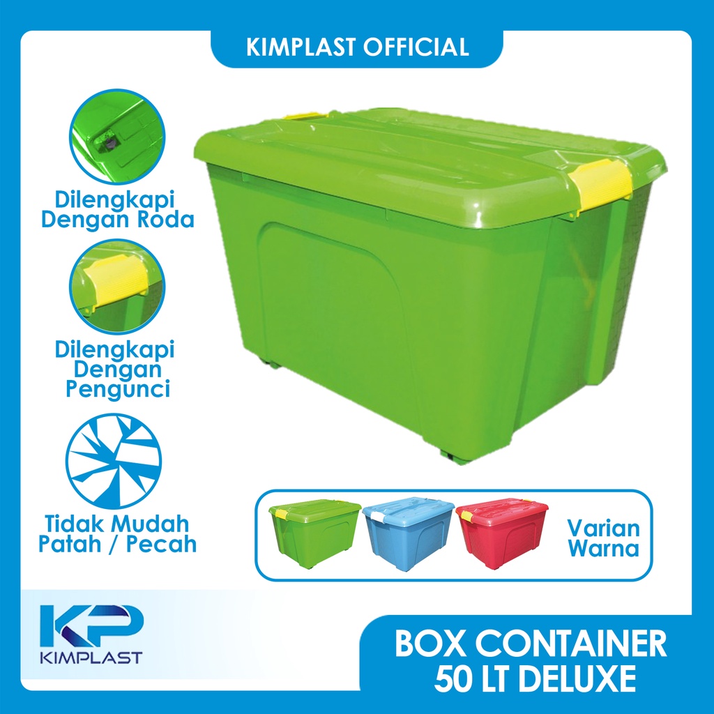 KIMPLAST Box Container Delux 50 Liter / Dengan Roda / Rak serbaguna 50 Lt