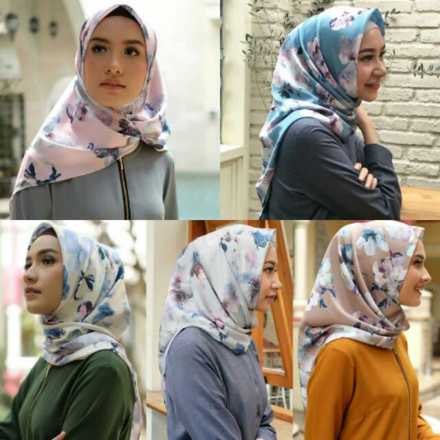 Jasmine Mulberry by Heaven Lights Kerudung Jilbab Hijab Segiempat Square Scarf Segi Empat