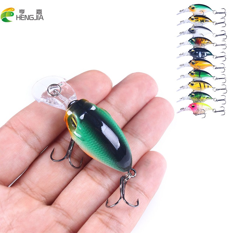 HENGJIA 1PCS New Big Eyes Crankbait Minnow Umpan Pancing 6cm/6.2g Mini Floating Fishing Lure Ikan Bass Bait Swimbait Wobbler