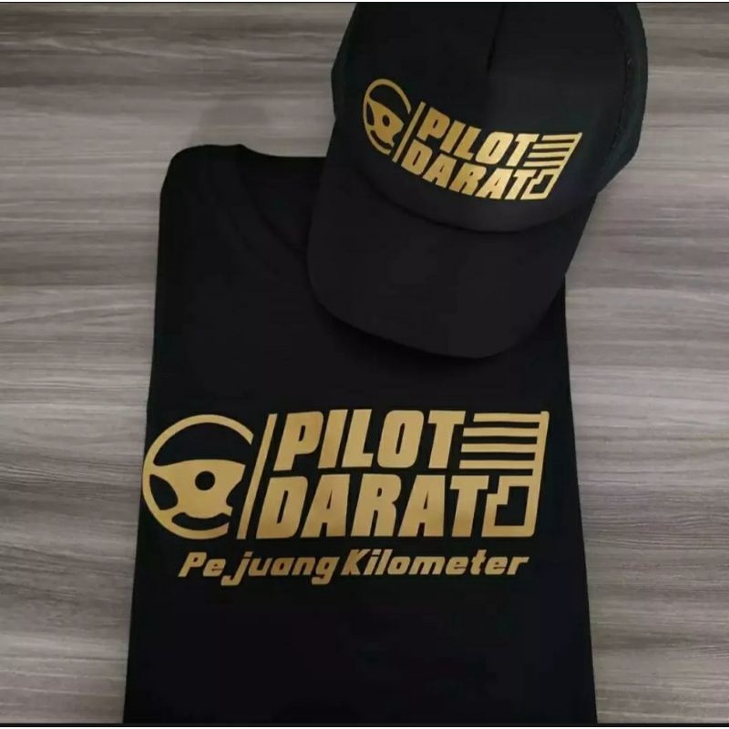 KAOS PILOT DARAT LOGO BONUS TOPI TERMURAH