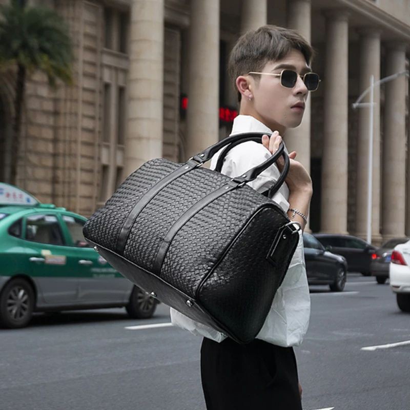 TasDistro Tas Travel Jumbo Tas  Pakaian Pria Wanita Klasik PU Kulit Tas Wanita Portabel Besar
