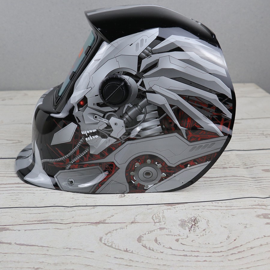 Helm Las Otomatis Auto Darkening Welding Helmet Motif Terminator HW013 - Black