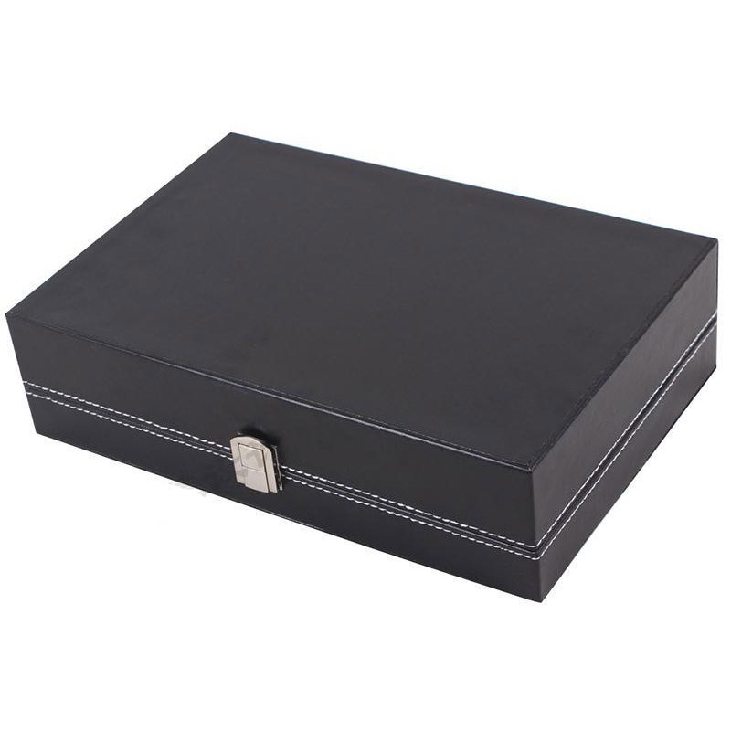 Kotak Jam Tangan Bahan Kulit Display Transparan Storage Box Organizer Jam Tangan dan Perhiasan Premium Tebal PU Leather