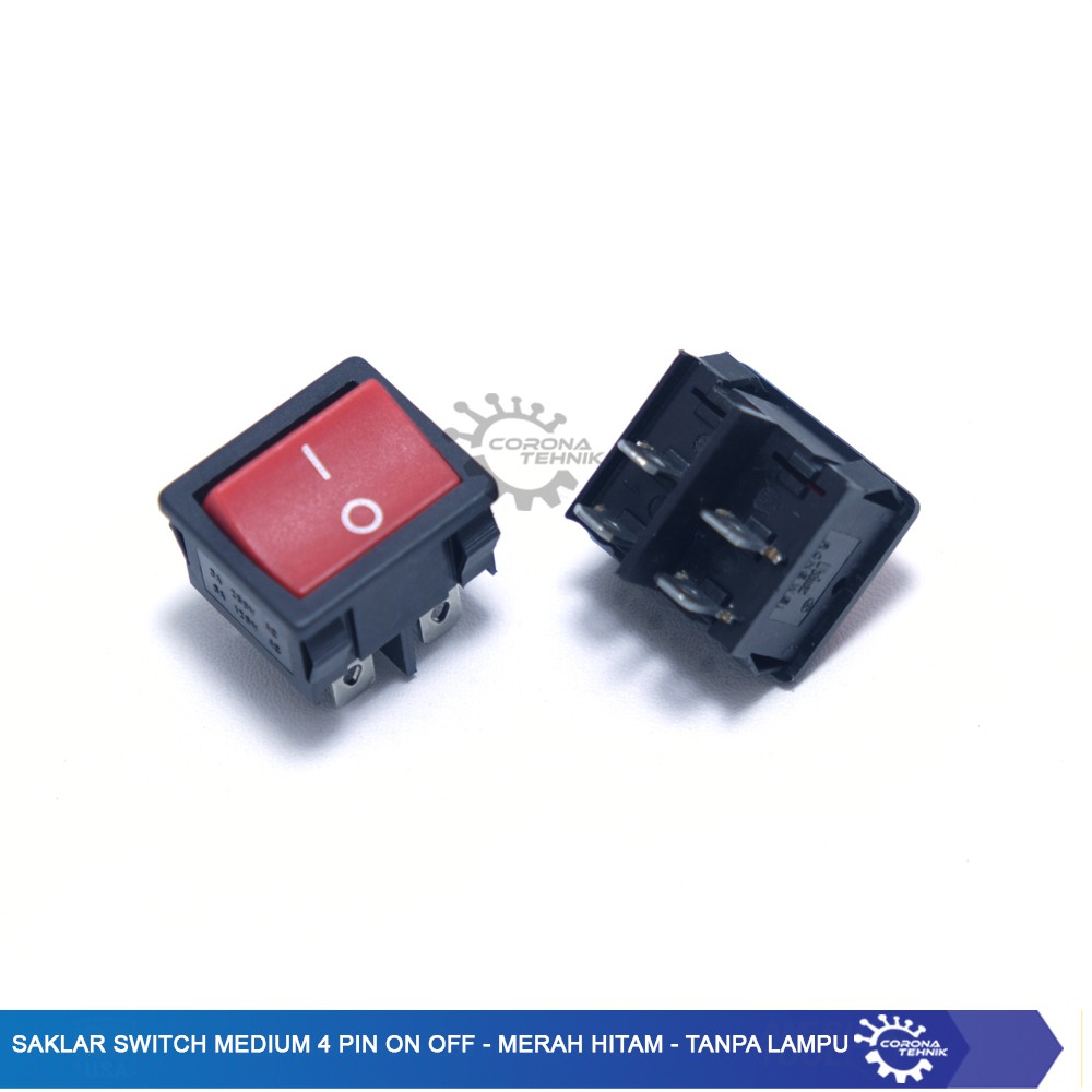 Saklar Switch tanpa lampu Medium 4 Pin On Off - Merah Hitam