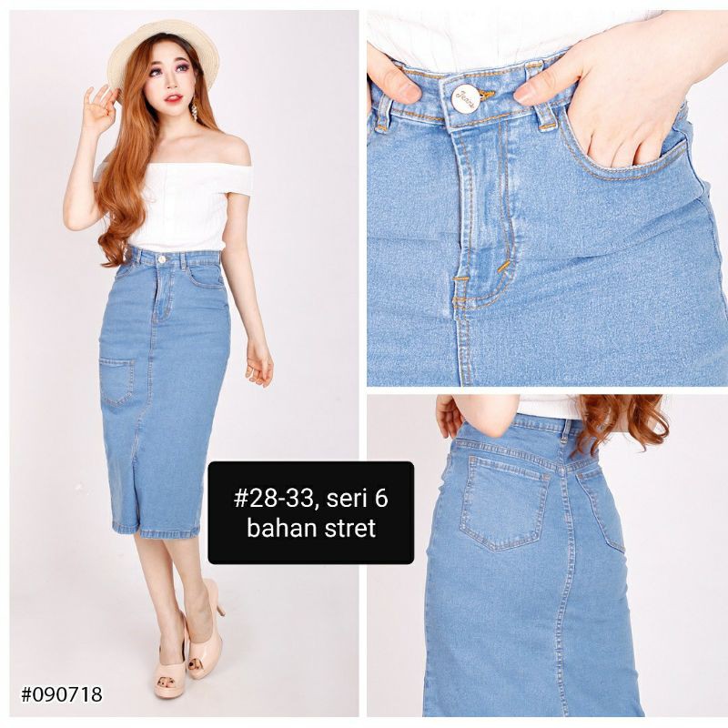 Rok Span,Rok Levis Cewek,Rok 7/8,Midi Skirt