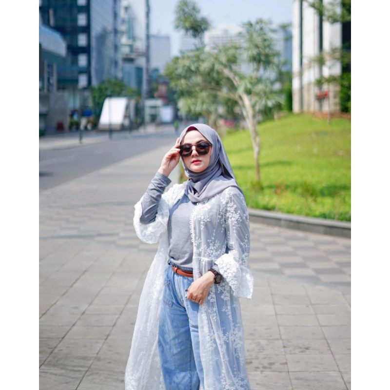 Makela Bohemian Long Outer (Boho Outer/ Lace Outer/ Full Flower Outer/ Summer Outer/ Outer Pantai)