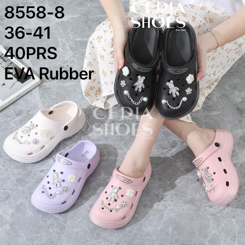 BALANCE Sandal Wanita Import EVA Rubber Elastic Super Ringan Karet Empuk Lembut Anti Lecet Include Accesoris Jibbitz Chain Bear Minla