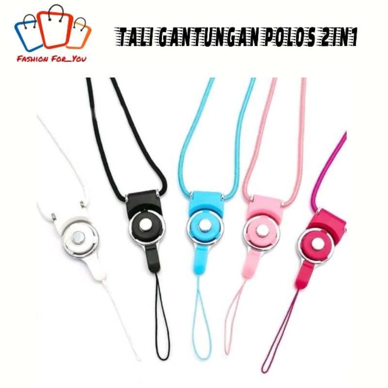 Kalung Tali Polos 2 in 1 Gantungan Hp Flashdisk Name Tag Id Card Phone Start