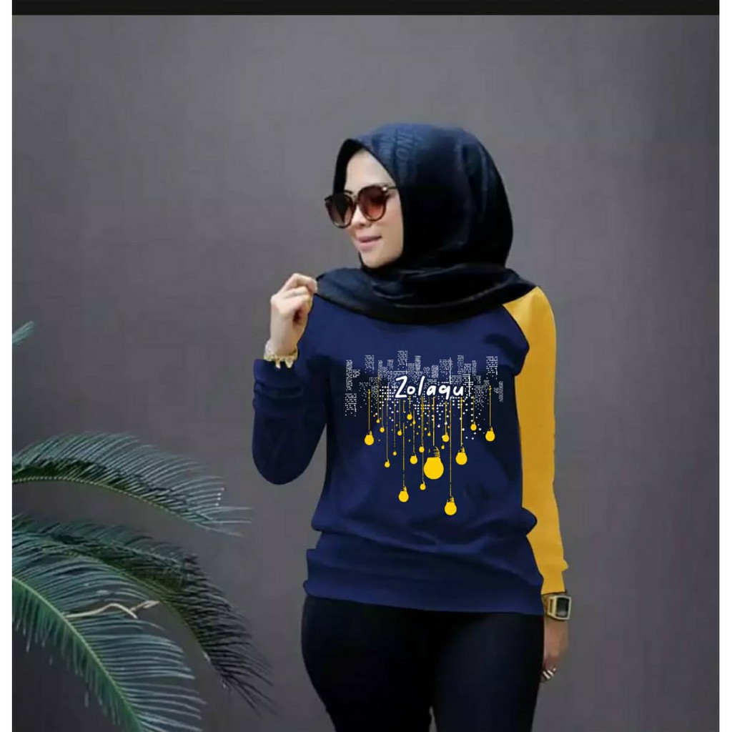 BAJU SWEATSHIRT CEWEK ZLQ LAMP-KAOS JUMPER WANITA LENGAN PANJANG-BAJU SWEATER KEKINIAN