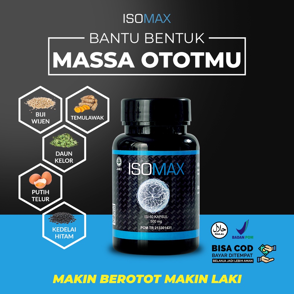 ISOMAX Suplemen  Penambah Massa Otot Kapsul Pembentuk Otot Perut Tangan Dada Bisep Pria Wanita  BPOM